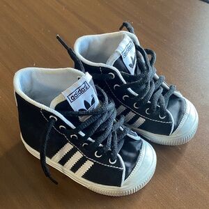 Adidas Nizza Hi Toddler Sneakers Black White Canvas | Vintage 2009 | size 5 Rare